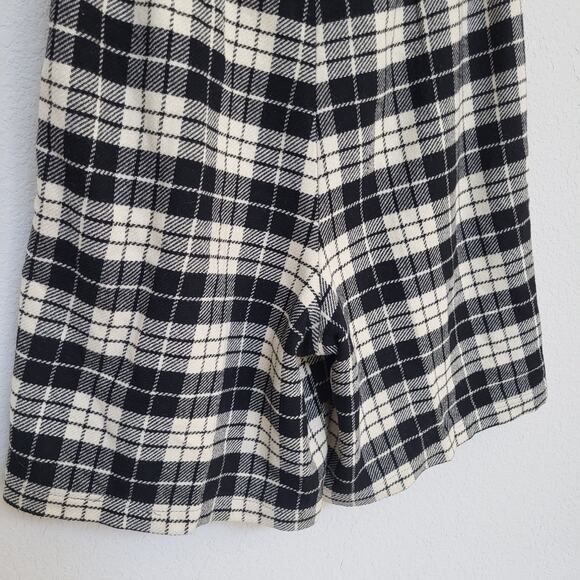 Vintage Gap Wool Plaid Shorts Womens Large Black Cream Bermuda High Waist - Picture 14 of 14